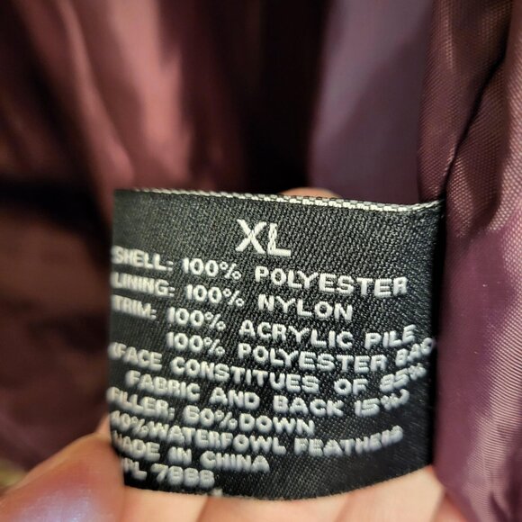 Centigrade Down Quilted Coat w/ Detachable Faux Fur Hood XL Purple - Picture 7 of 8